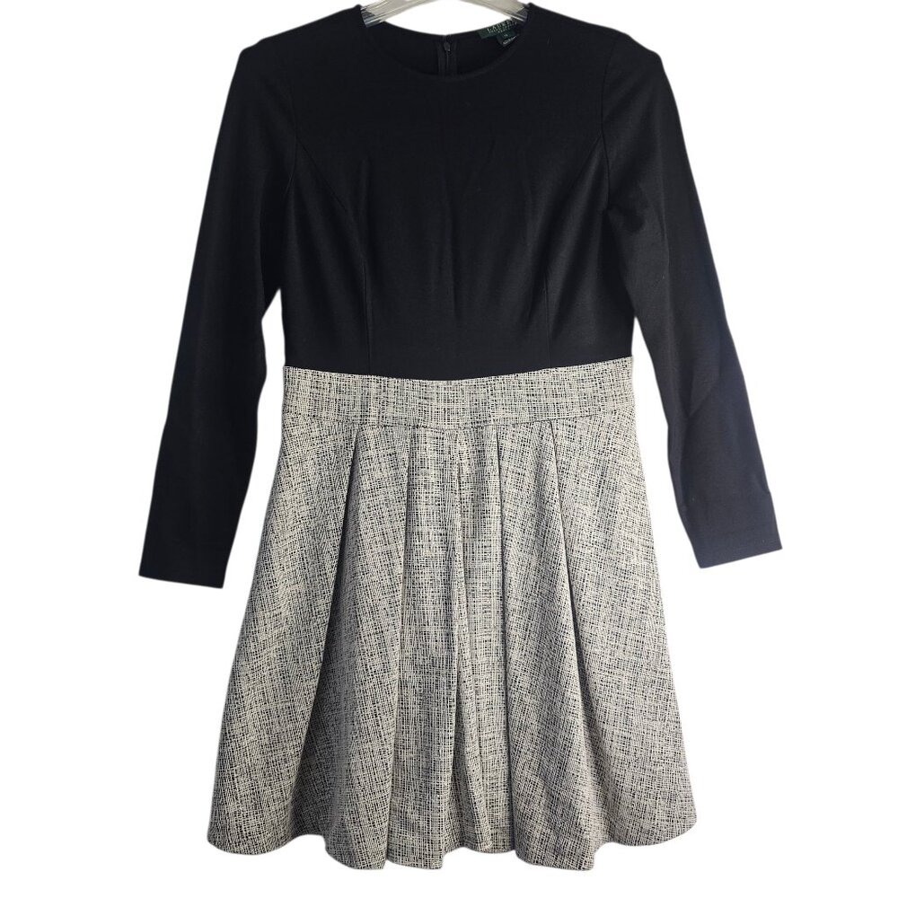 Lauren Ralph Lauren Black and White Long Sleeve Dress